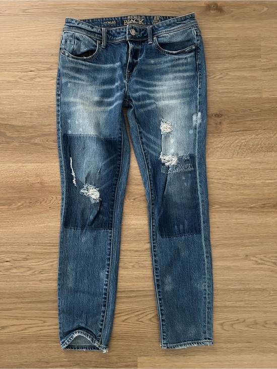 Buckle Denim - Buckle Black Distressed Skinny Jeans with Patchwork Knees